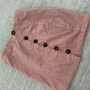 Button-Front Corduroy Mini Skirt in Dusty Rose